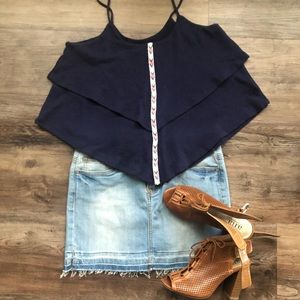 Asymmetrical Flowy Summer Spaghetti Strap Top